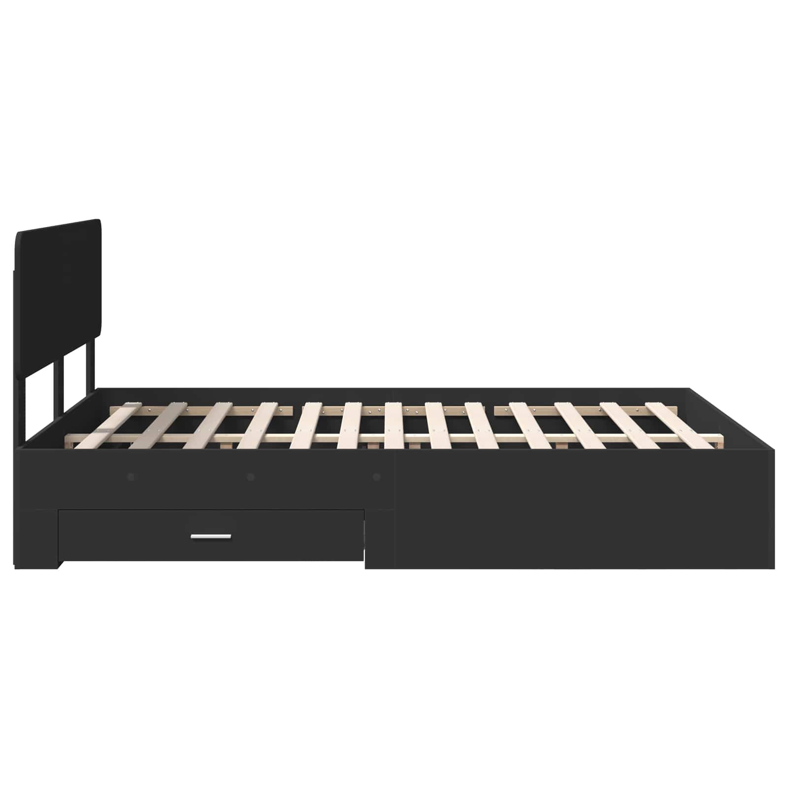 Bedframe Met Hoofdeinde Bewerkt Hout 140 x 190 cm Zwart
