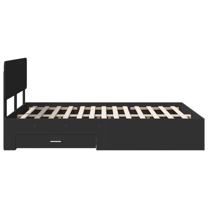Bedframe Met Hoofdeinde Bewerkt Hout 140 x 190 cm Zwart