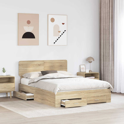 Bedframe met hoofdeinde Sonoma Eiken 140 x 190 cm Bewerkt hout
