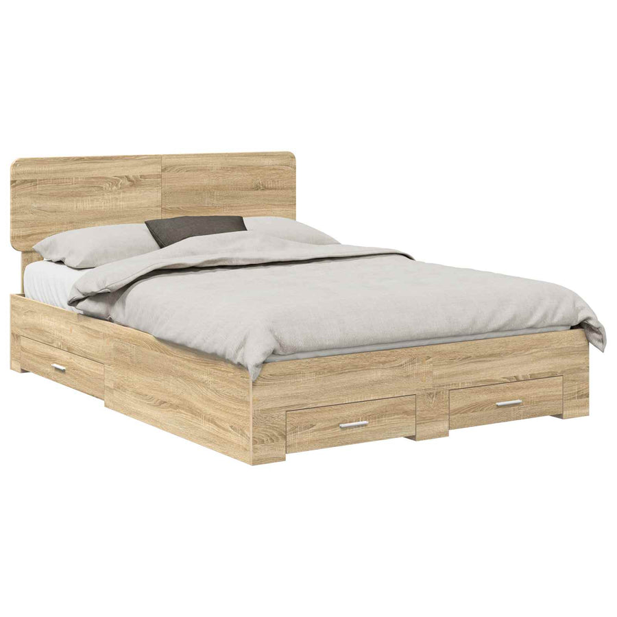 Bedframe met hoofdeinde Sonoma Eiken 140 x 190 cm Bewerkt hout