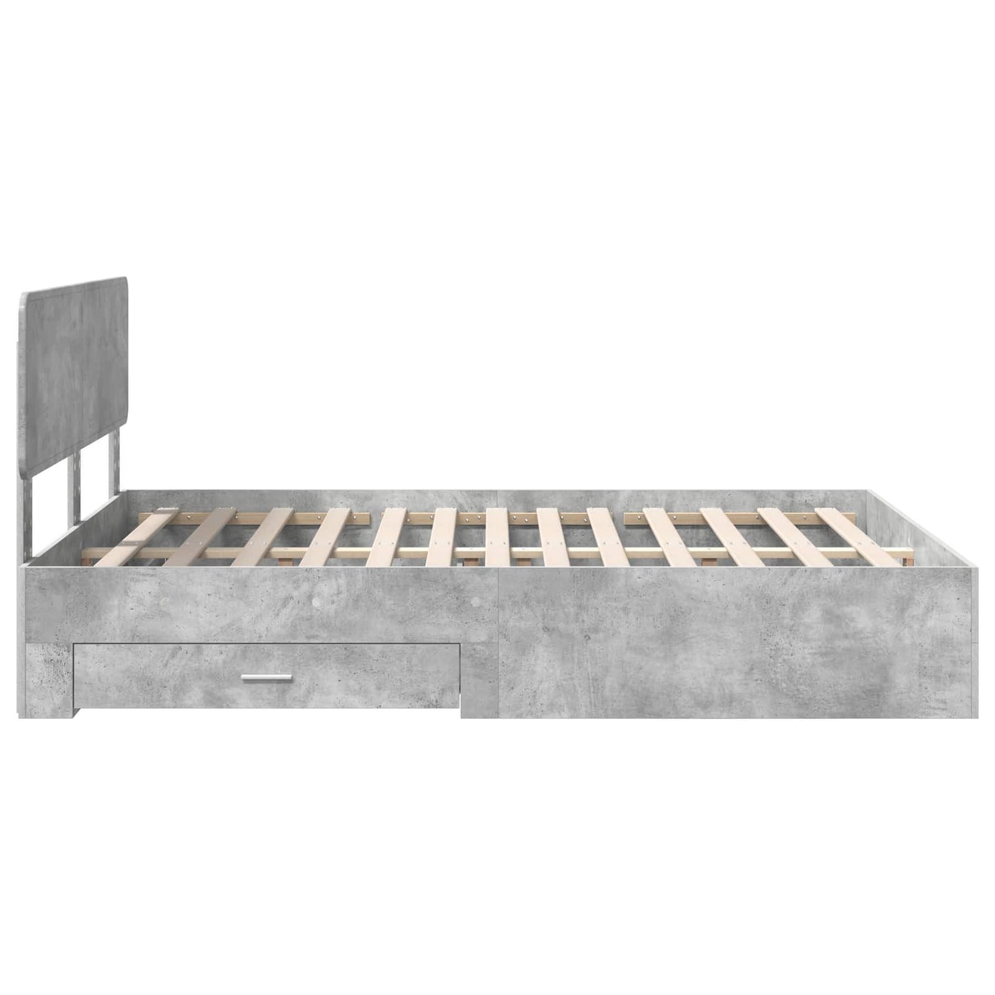 Bedframe met hoofdeinde Beton Grijs 140 x 190 cm Bewerkt hout