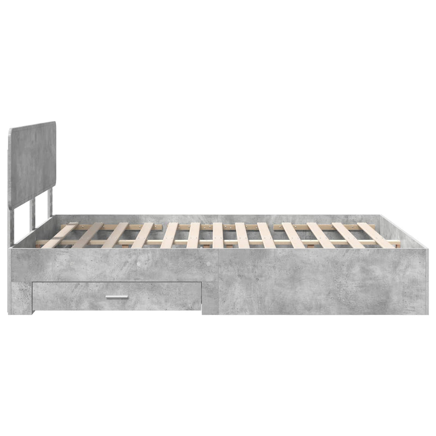 Bedframe met hoofdeinde Beton Grijs 140 x 190 cm Bewerkt hout