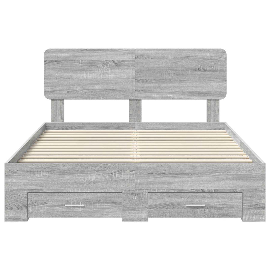 Bedframe met hoofdeinde Grijs Sonoma 140 x 190 cm Bewerkt hout