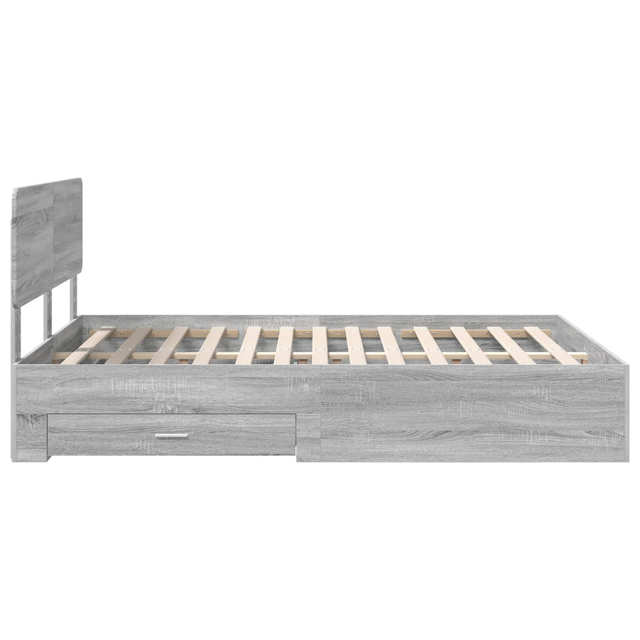Bedframe met hoofdeinde Grijs Sonoma 140 x 190 cm Bewerkt hout