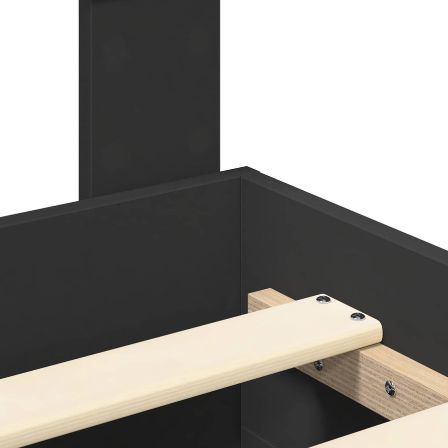 Bedframe met hoofdeinde Zwart 135 x 190 cm Bewerkt hout
