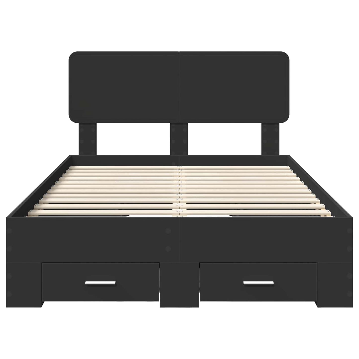 Bedframe met hoofdeinde Zwart 135 x 190 cm Bewerkt hout