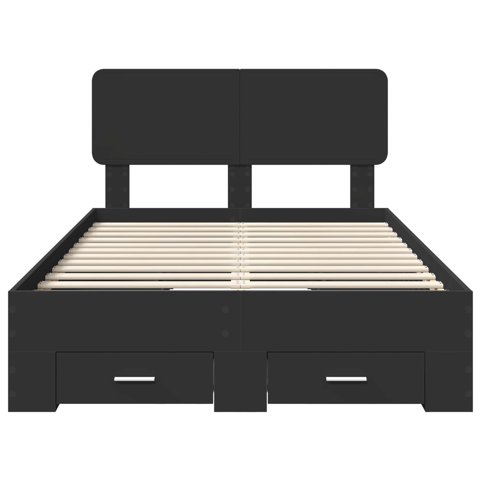 Bedframe met hoofdeinde Zwart 135 x 190 cm Bewerkt hout