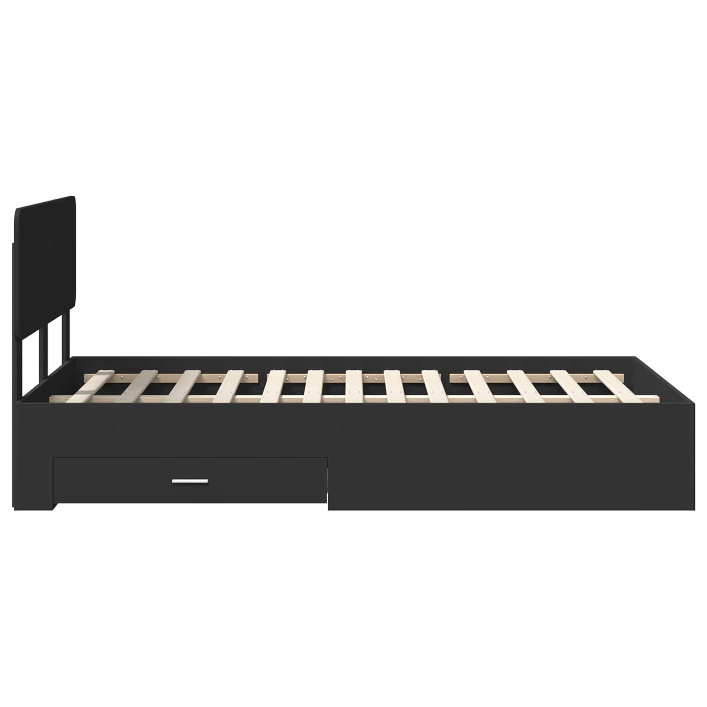 Bedframe met hoofdeinde Zwart 135 x 190 cm Bewerkt hout