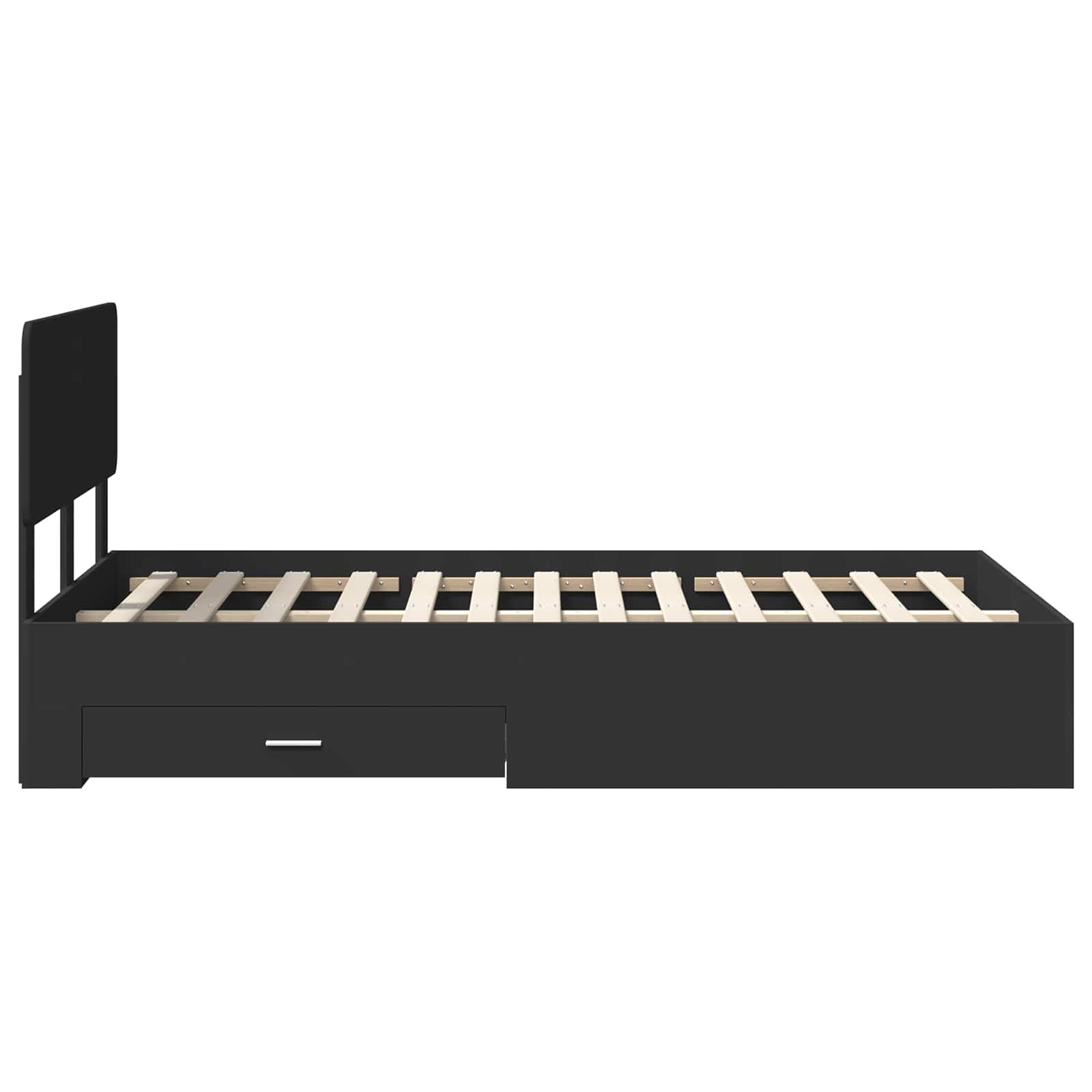 Bedframe met hoofdeinde Zwart 135 x 190 cm Bewerkt hout