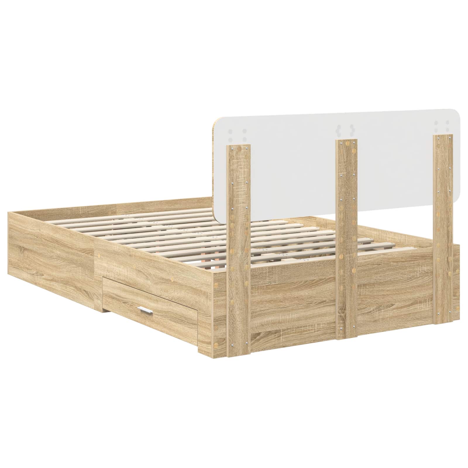 Bedframe met hoofdeinde Sonoma Eiken 135 x 190 cm Bewerkt hout