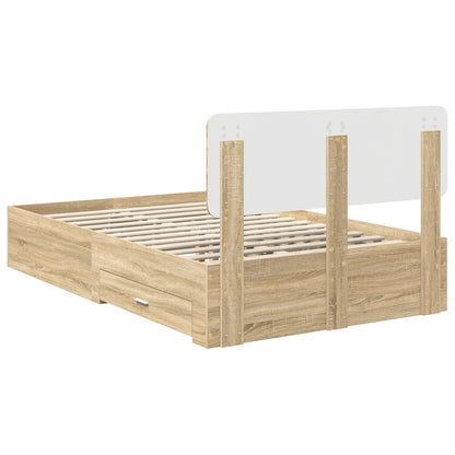 Bedframe met hoofdeinde Sonoma Eiken 135 x 190 cm Bewerkt hout