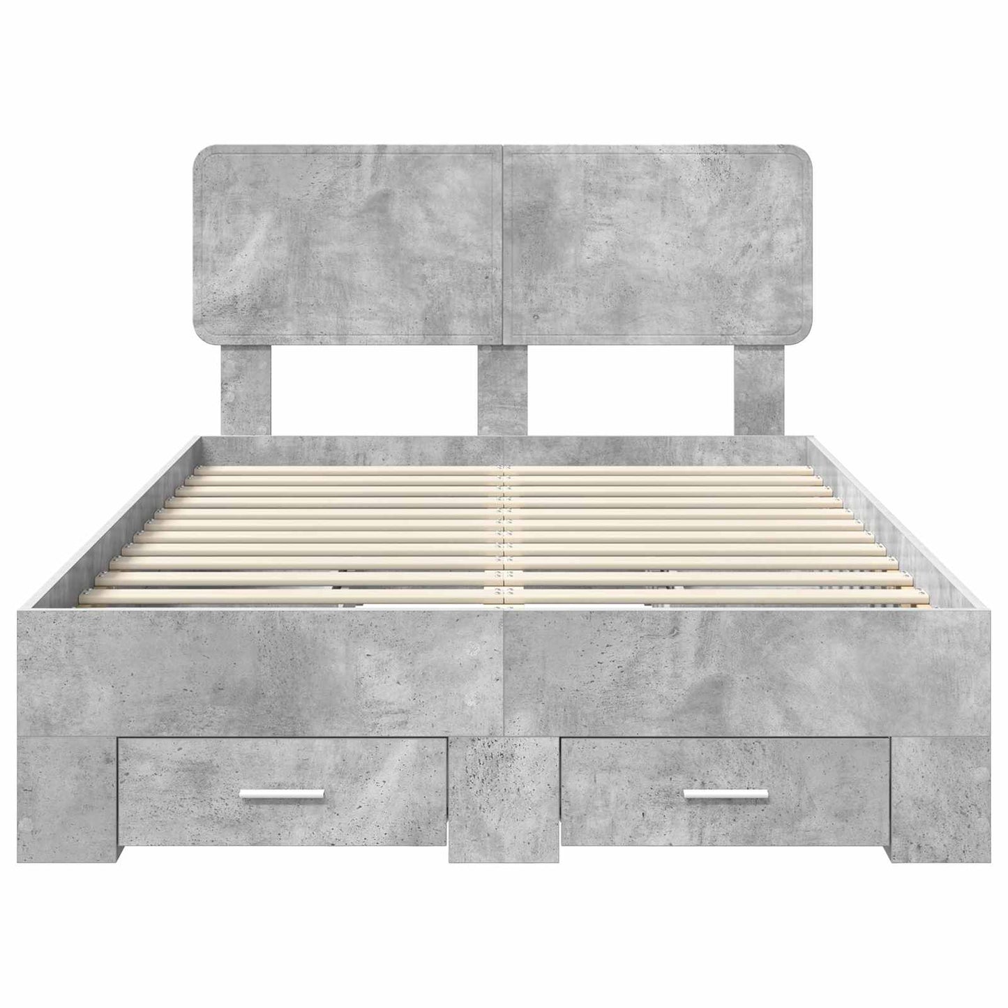 Bedframe met hoofdeinde Beton Grijs 135 x 190 cm Bewerkt hout