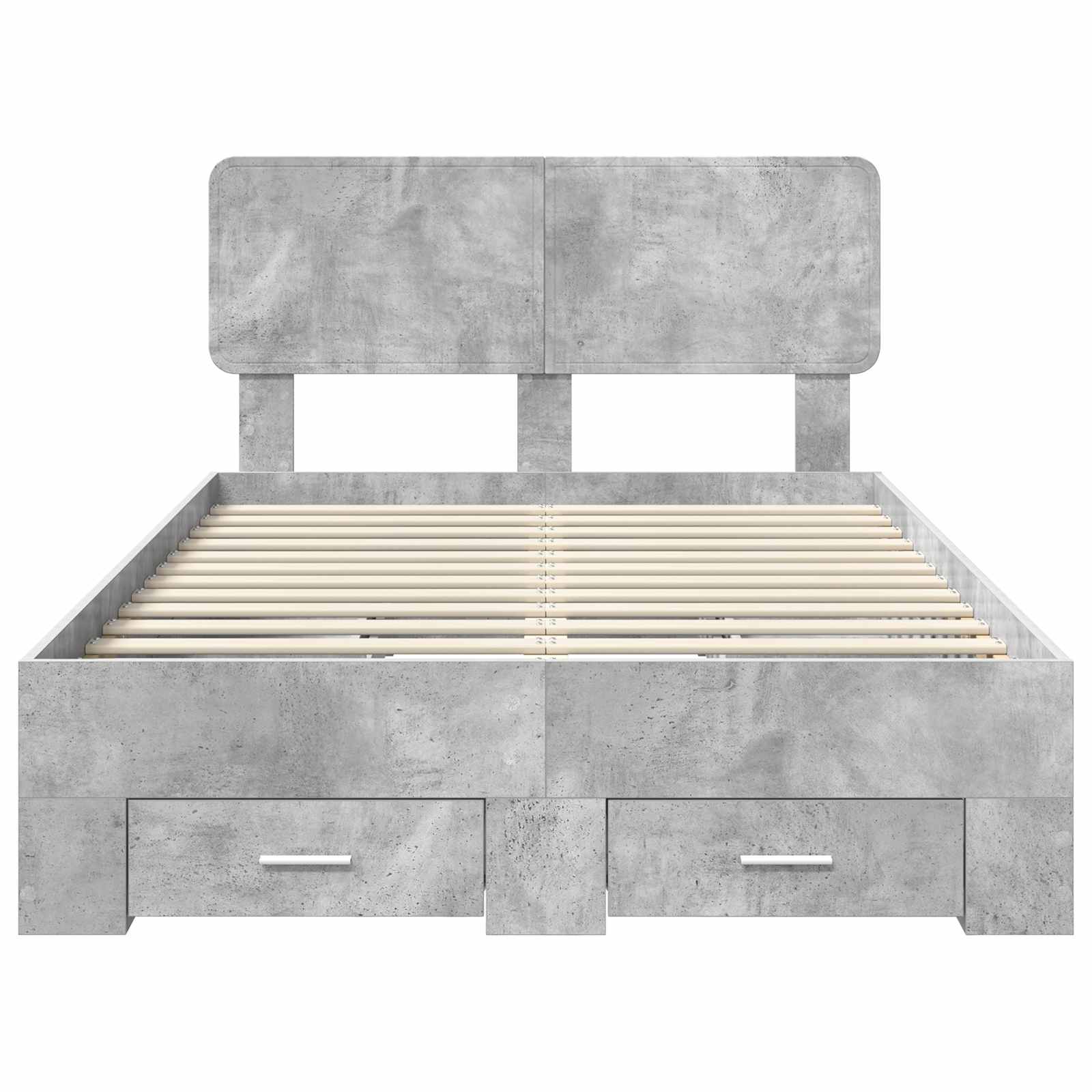 Bedframe met hoofdeinde Beton Grijs 135 x 190 cm Bewerkt hout