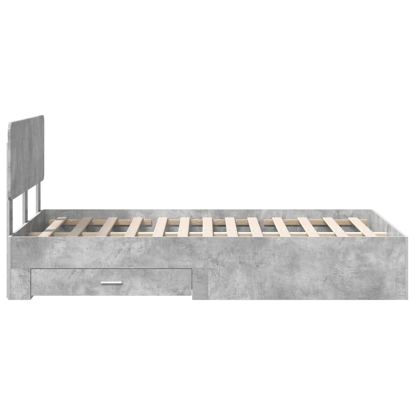 Bedframe met hoofdeinde Beton Grijs 135 x 190 cm Bewerkt hout