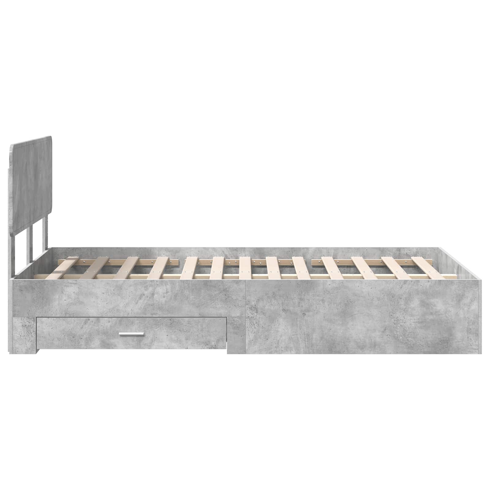 Bedframe met hoofdeinde Beton Grijs 135 x 190 cm Bewerkt hout