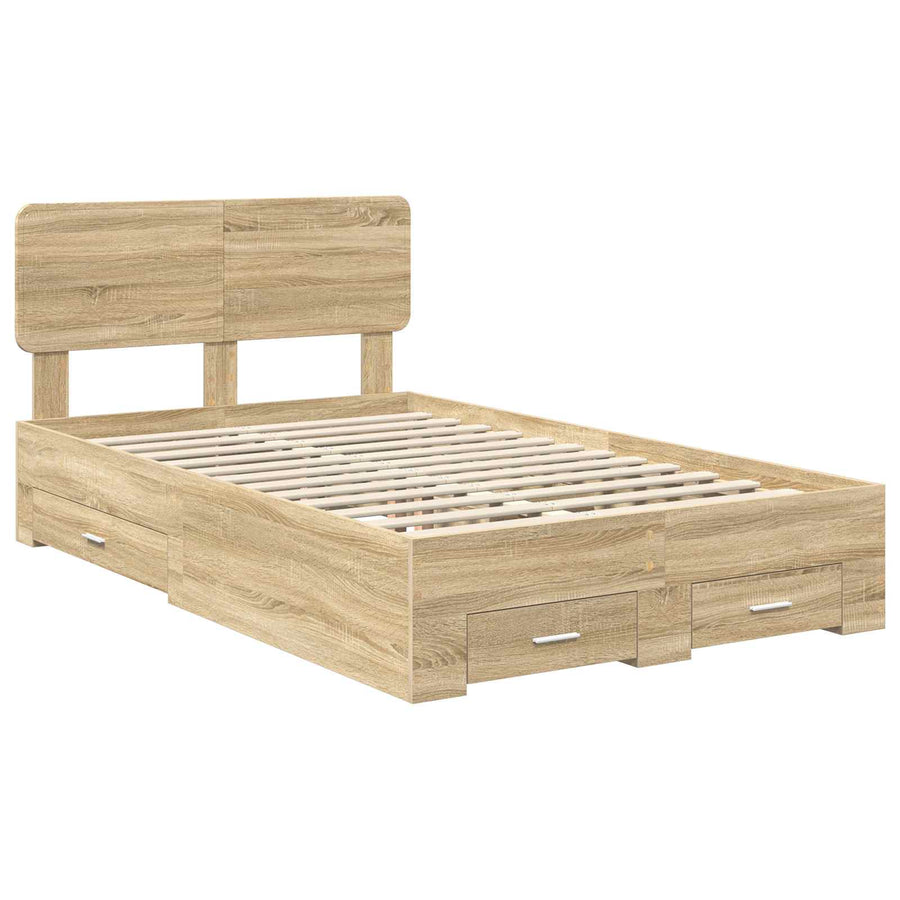 Bedframe met hoofdeinde Sonoma Eiken 120 x 200 cm Bewerkt hout
