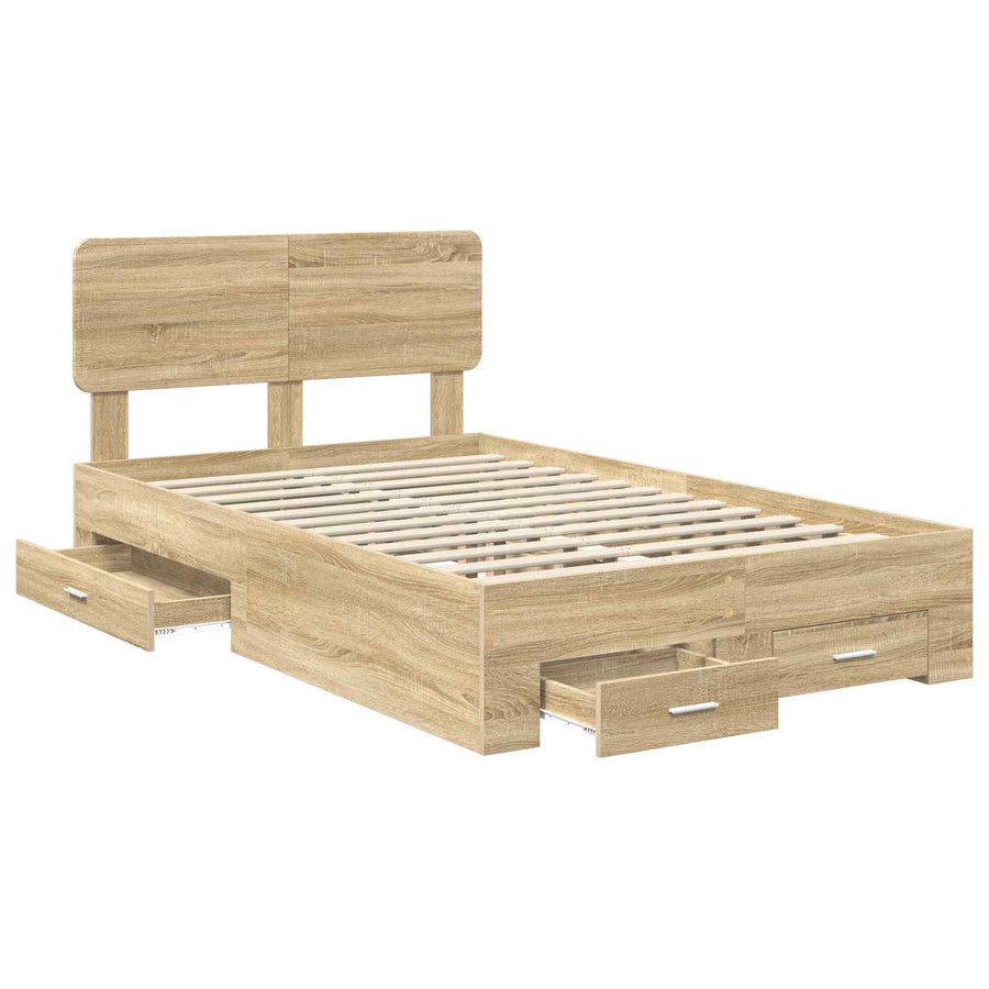 Bedframe met hoofdeinde Sonoma Eiken 120 x 200 cm Bewerkt hout