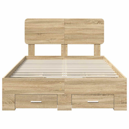 Bedframe met hoofdeinde Sonoma Eiken 120 x 200 cm Bewerkt hout