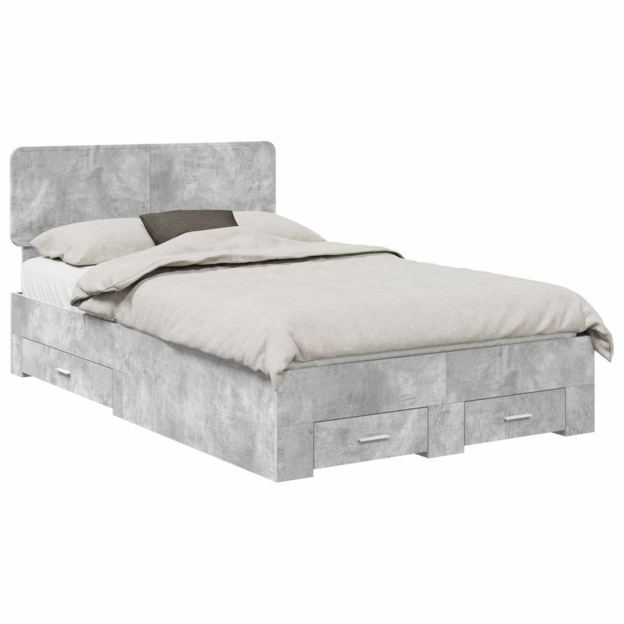 Bedframe met hoofdeinde Beton Grijs 120 x 200 cm Bewerkt hout