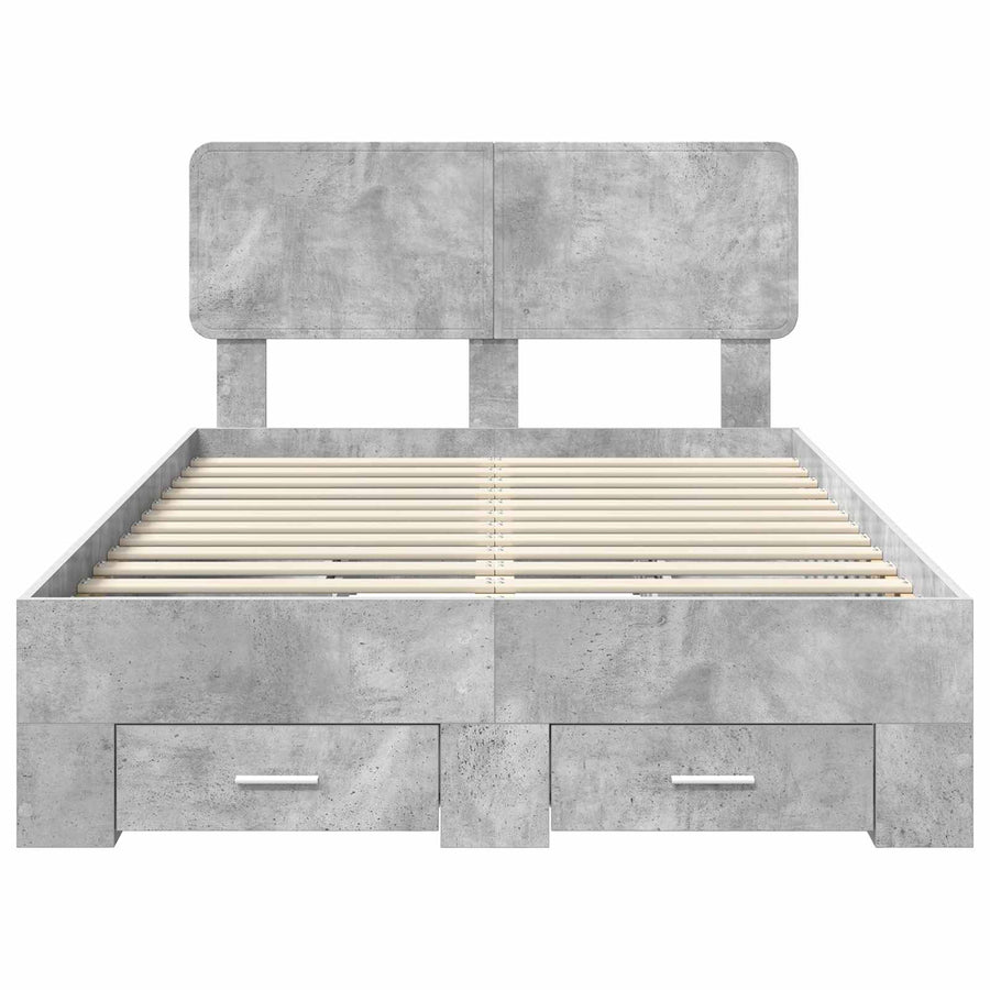 Bedframe met hoofdeinde Beton Grijs 120 x 200 cm Bewerkt hout