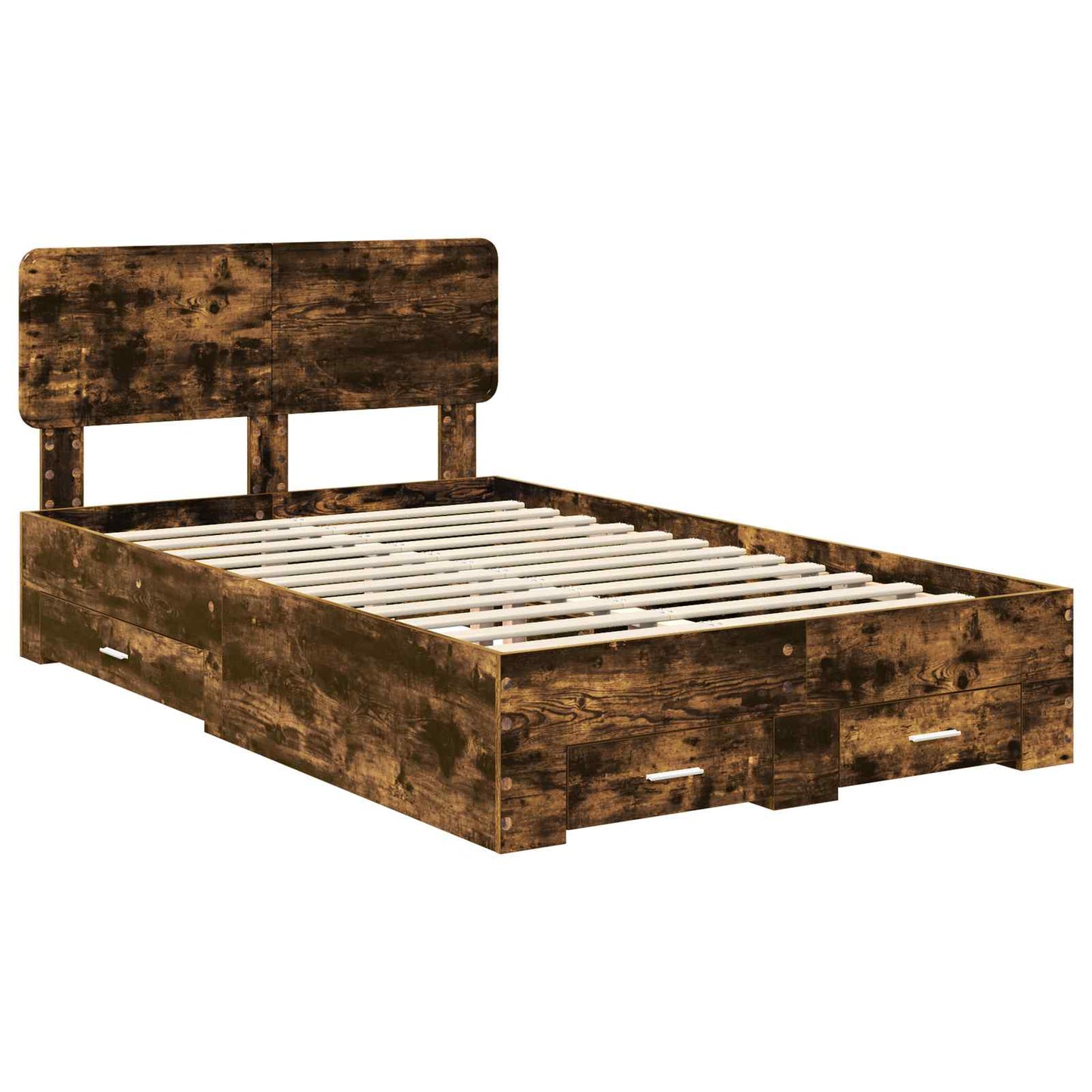 Bedframe met hoofdeinde Gerookt eiken 120 x 200 cm Bewerkt hout
