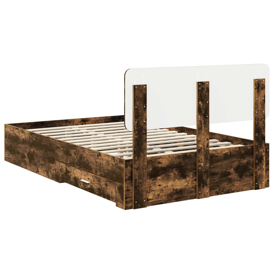 Bedframe met hoofdeinde Gerookt eiken 120 x 200 cm Bewerkt hout