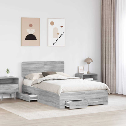 Bedframe met hoofdeinde Grijs Sonoma 120 x 200 cm Bewerkt hout