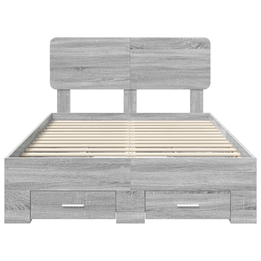 Bedframe met hoofdeinde Grijs Sonoma 120 x 200 cm Bewerkt hout