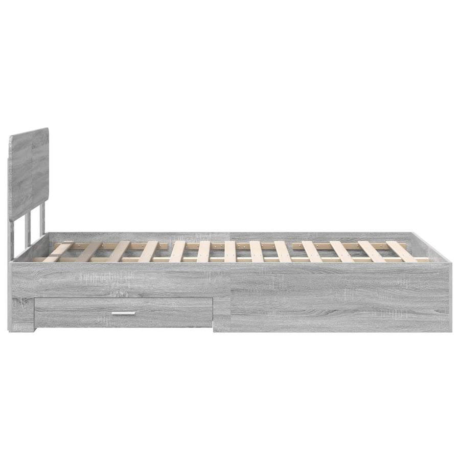 Bedframe met hoofdeinde Grijs Sonoma 120 x 200 cm Bewerkt hout