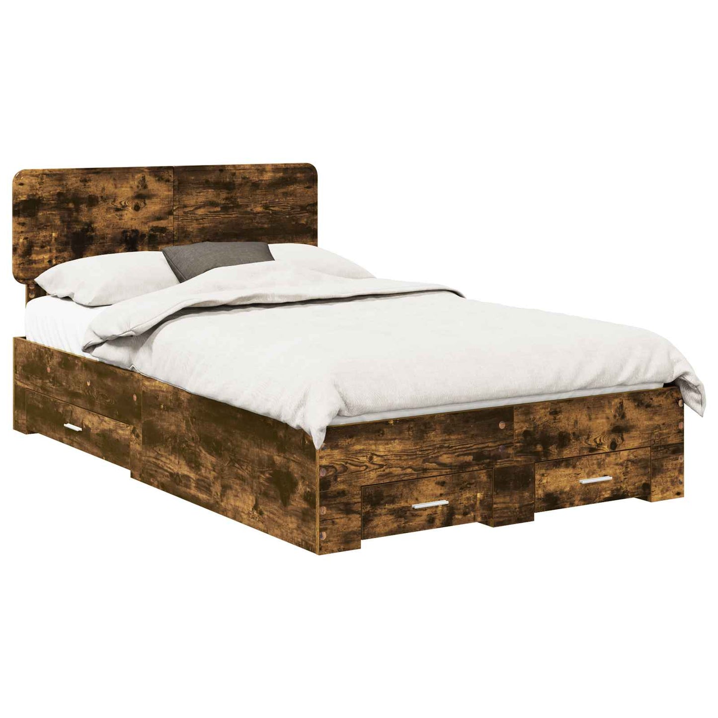 Bedframe met hoofdeinde Gerookt eiken 120 x 190 cm Bewerkt hout