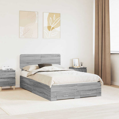 Bedframe met hoofdeinde Grijs Sonoma 120 x 190 cm Bewerkt hout