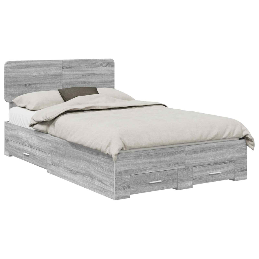 Bedframe met hoofdeinde Grijs Sonoma 120 x 190 cm Bewerkt hout