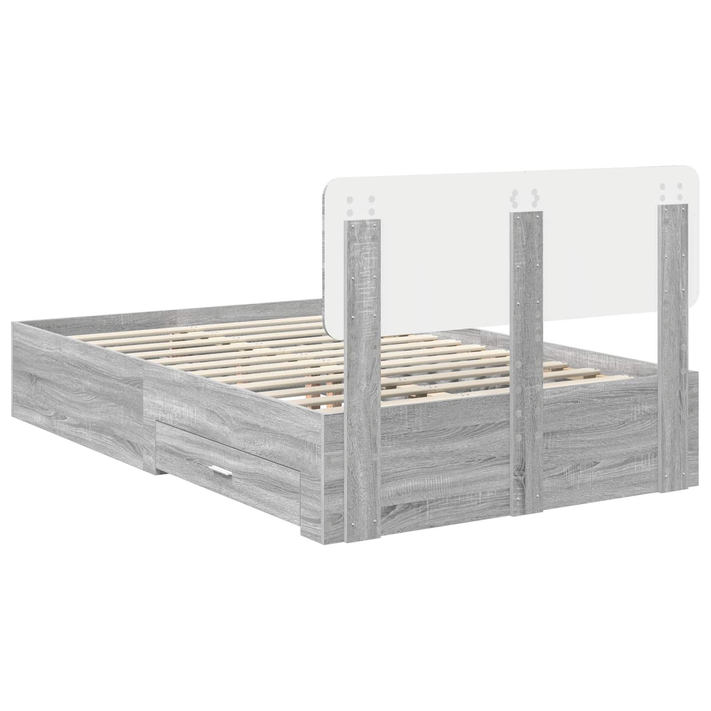Bedframe met hoofdeinde Grijs Sonoma 120 x 190 cm Bewerkt hout