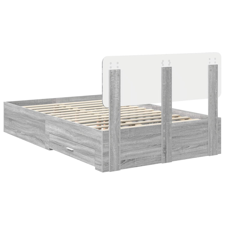 Bedframe met hoofdeinde Grijs Sonoma 120 x 190 cm Bewerkt hout