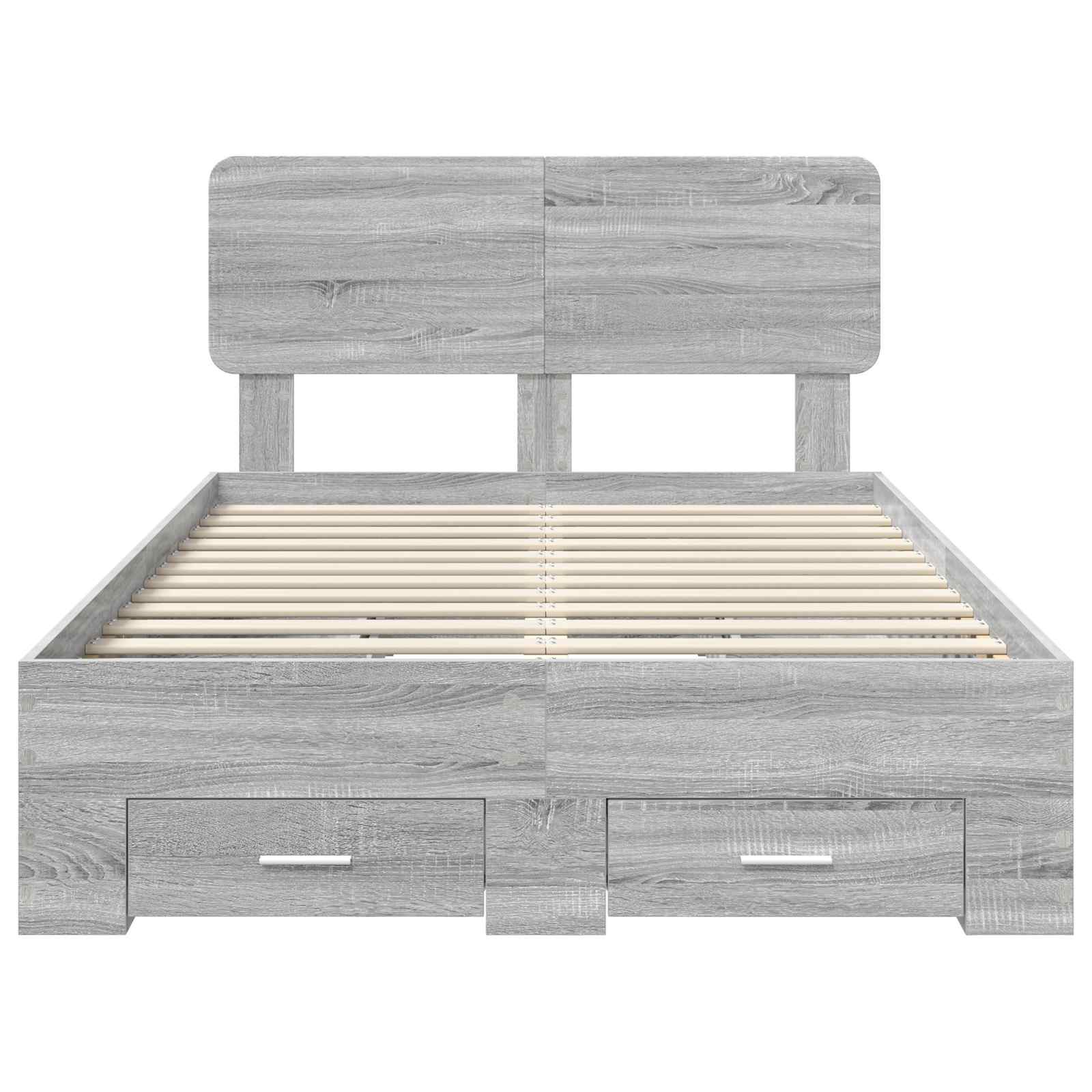 Bedframe met hoofdeinde Grijs Sonoma 120 x 190 cm Bewerkt hout