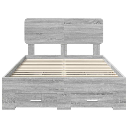 Bedframe met hoofdeinde Grijs Sonoma 120 x 190 cm Bewerkt hout