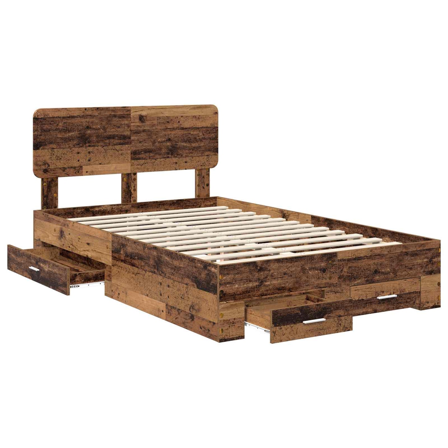 Bedframe met hoofdeinde Oudhout 120 x 190 cm Bewerkt hout