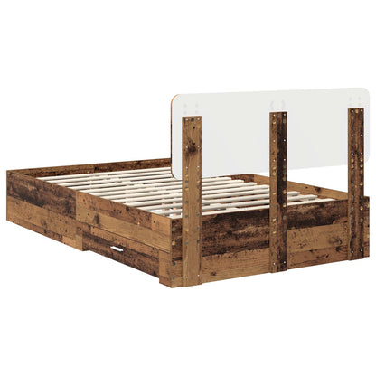 Bedframe met hoofdeinde Oudhout 120 x 190 cm Bewerkt hout