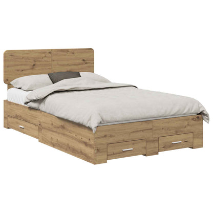 Bedframe met hoofdeinde Artisan Eiken 120 x 190 cm Bewerkt hout