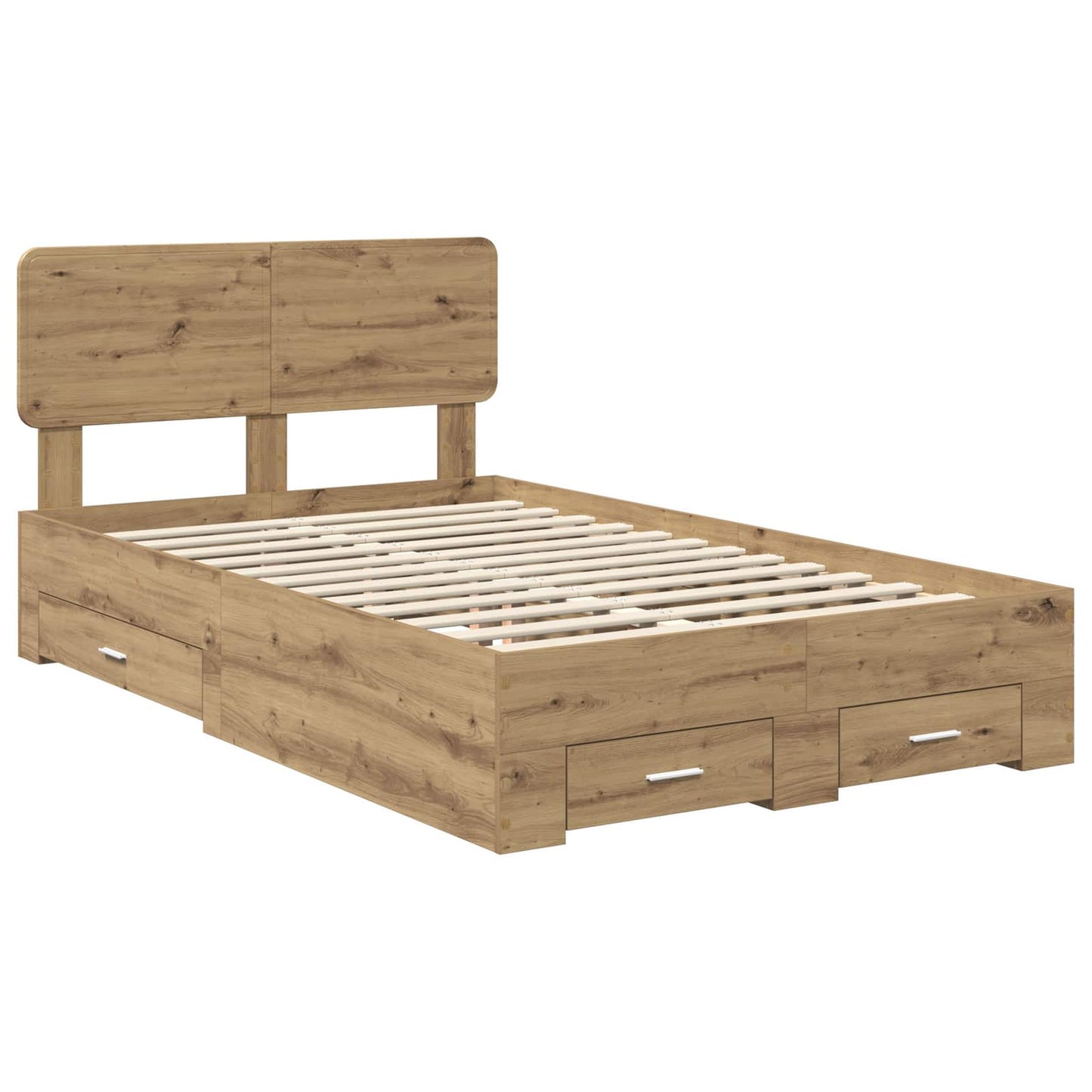 Bedframe met hoofdeinde Artisan Eiken 120 x 190 cm Bewerkt hout