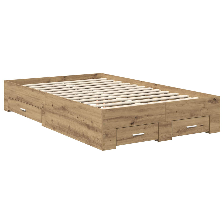 Bedframe met hoofdeinde Artisan Eiken 120 x 190 cm Bewerkt hout