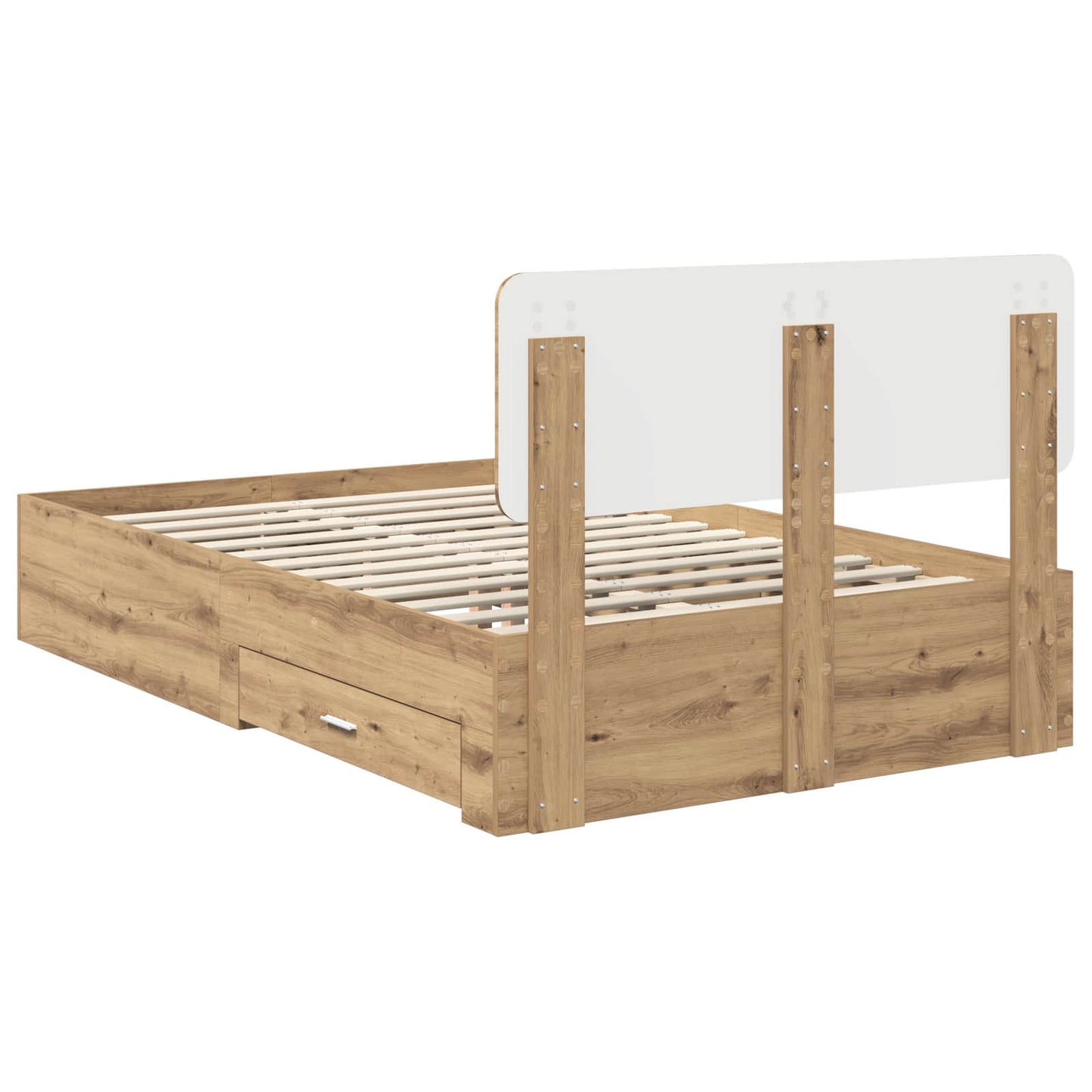 Bedframe met hoofdeinde Artisan Eiken 120 x 190 cm Bewerkt hout