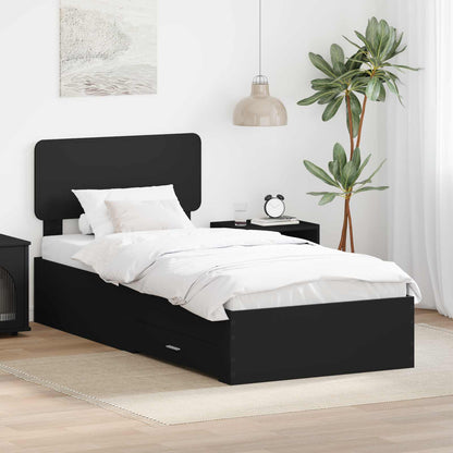 Bedframe met hoofdeinde Zwart 100 x 200 cm Bewerkt hout