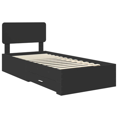 Bedframe met hoofdeinde Zwart 100 x 200 cm Bewerkt hout