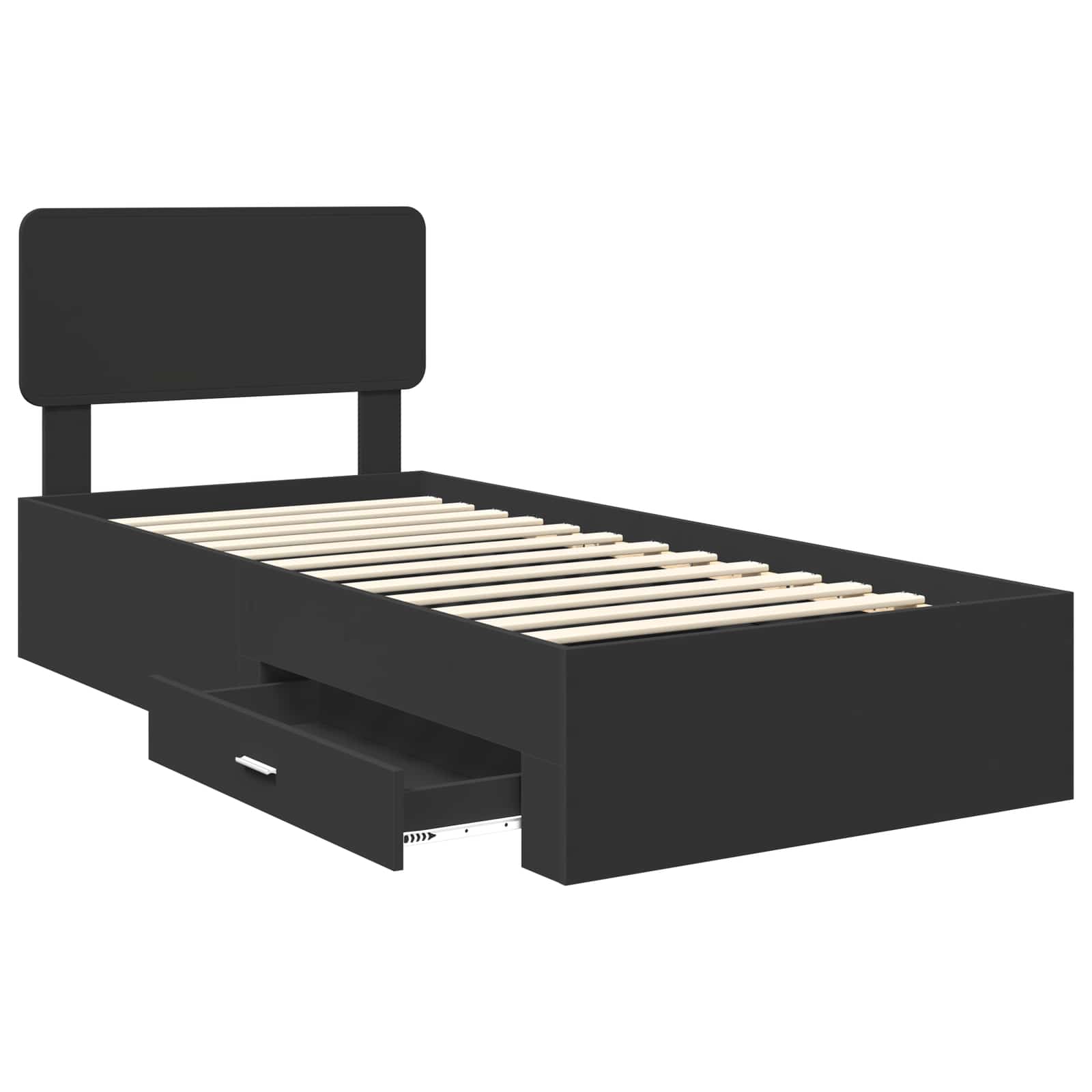 Bedframe met hoofdeinde Zwart 100 x 200 cm Bewerkt hout