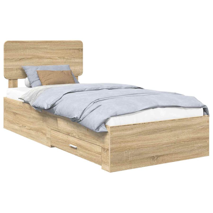 Bedframe met hoofdeinde Sonoma Eiken 100 x 200 cm Bewerkt hout