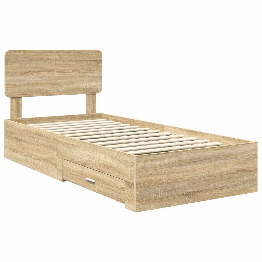 Bedframe met hoofdeinde Sonoma Eiken 100 x 200 cm Bewerkt hout