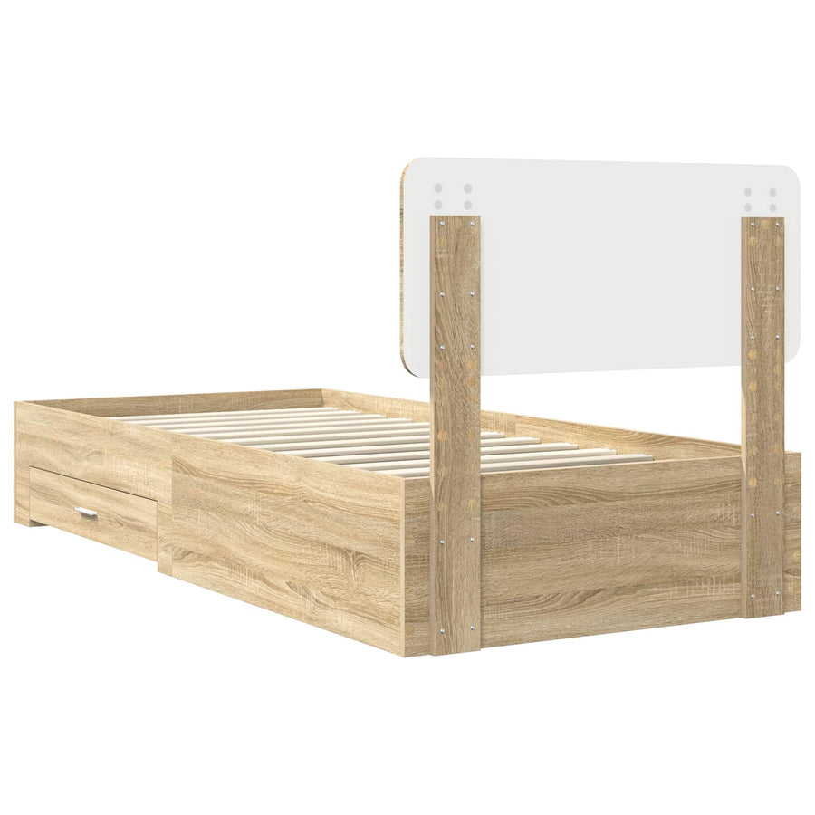 Bedframe met hoofdeinde Sonoma Eiken 100 x 200 cm Bewerkt hout