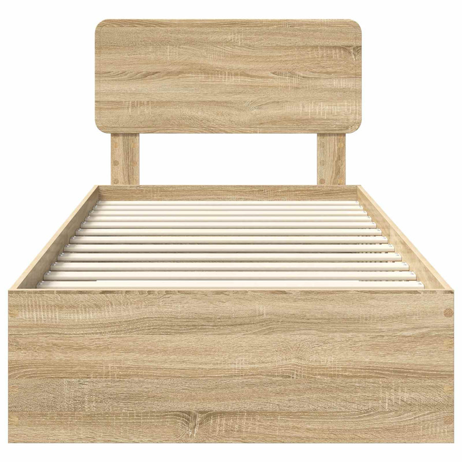 Bedframe met hoofdeinde Sonoma Eiken 100 x 200 cm Bewerkt hout