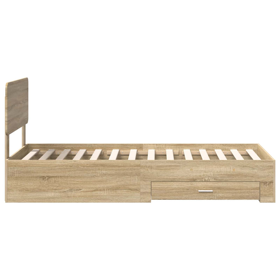 Bedframe met hoofdeinde Sonoma Eiken 100 x 200 cm Bewerkt hout